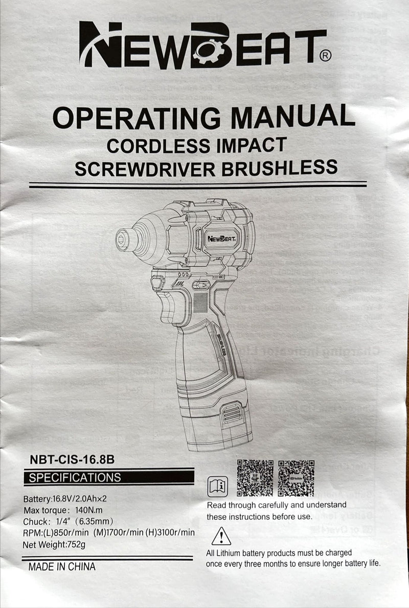 Newbeat Cordless Combo Kit 16.8V (NBT-CIS-16.8B + NBT-CD-16.8D-BL) | Model : NBT-CIS-16.8B-CB Cordless Combo Kit Newbeat 