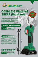Newbeat Cordless Pruning Shear (BL) C/W 2 Battery & 1 Charger | Model: NBT-CPS-30A Pruning Shear Newbeat 