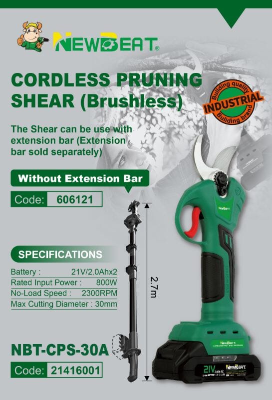 Newbeat Cordless Pruning Shear (BL) C/W 2 Battery & 1 Charger | Model: NBT-CPS-30A Pruning Shear Newbeat 