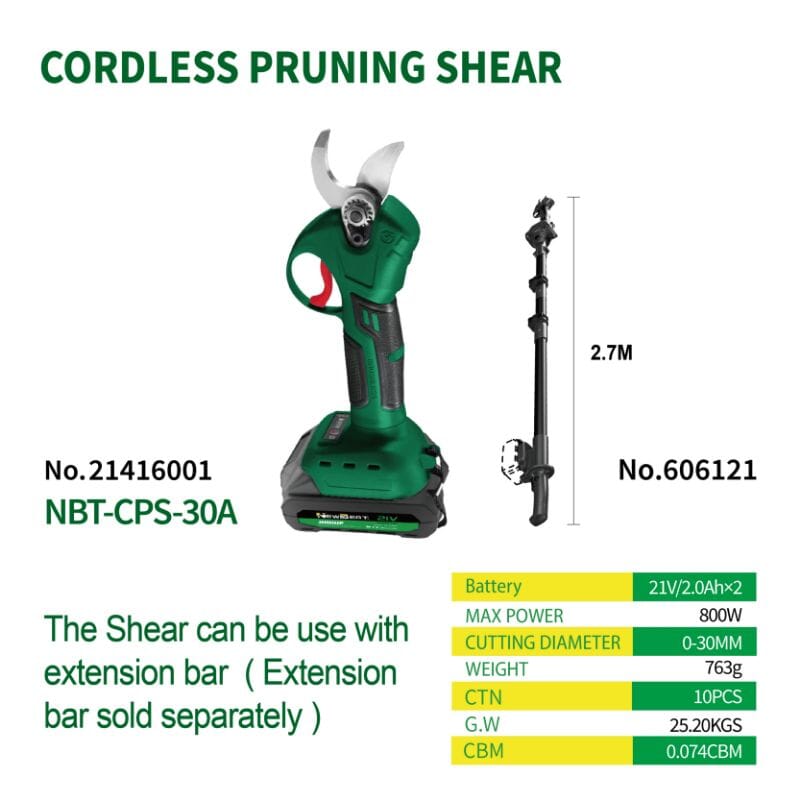 Newbeat Cordless Pruning Shear (BL) C/W 2 Battery & 1 Charger | Model: NBT-CPS-30A Pruning Shear Newbeat 