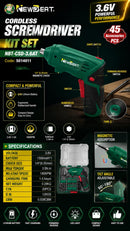 Newbeat Cordless Screwdriver Kit Set 3.6V | Model: NBT-CSD-3.6AT Cordless Screwdriver Kit Newbeat 