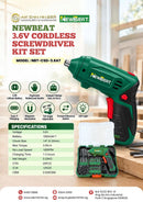 Newbeat Cordless Screwdriver Kit Set 3.6V | Model: NBT-CSD-3.6AT Cordless Screwdriver Kit Newbeat 