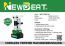 NEWBEAT Cordless Trimmer (Brushless) C/W 2 Battery & 1 Charger | Model : NBT-CTM-3703 Cordless Trimmer NEWBEAT 