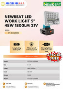 Newbeat LED Work Light 5" 48W 1800LM 21V (Bare Unit) | Model: STT-DC-GZD006 LED Work Light Newbeat 