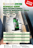 Newbeat Multifunctional Profile Magentic Drill 60mm (Variable Speed) | Model: NBT-MD-D8860 Magnetic Drill Newbeat 