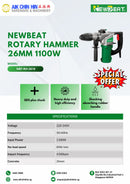 Newbeat Rotary Hammer 26mm 1100W | Model: NBT-RH-2618 Rotary Hammer Newbeat 