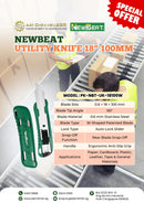 Newbeat Utility Knife 18" 100mm | Model: PK-NBT-UK-18100W Utility Knife NEWBEAT 