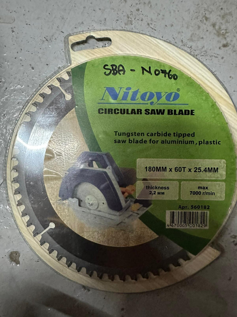 Nitoyo 7" 60T TCT Circular Saw Blade for Aluminium, Plastic | Model : SBA-N0760 Circular Saw Blade Nitoyo 