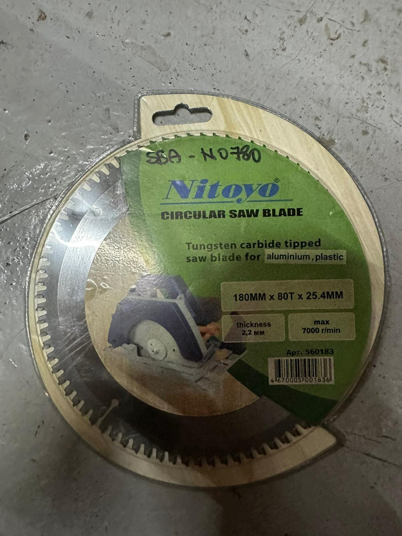 Nitoyo 7" 80T TCT Circular Saw Blade for Aluminium, Plastic | Model : SBA-N0780 Circular Saw Blade Nitoyo 