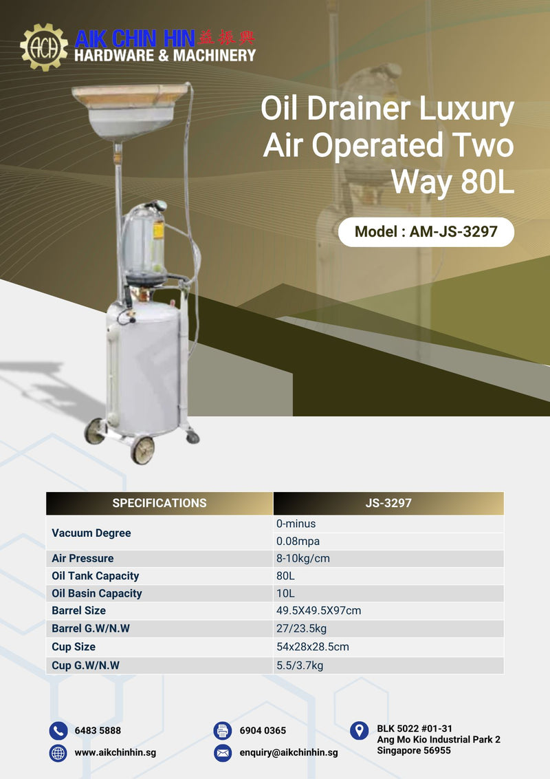 Oil Drainer Luxury Air Operated Two Way 80L | Model : AM-JS-3297 Oil Drainer Aikchinhin 