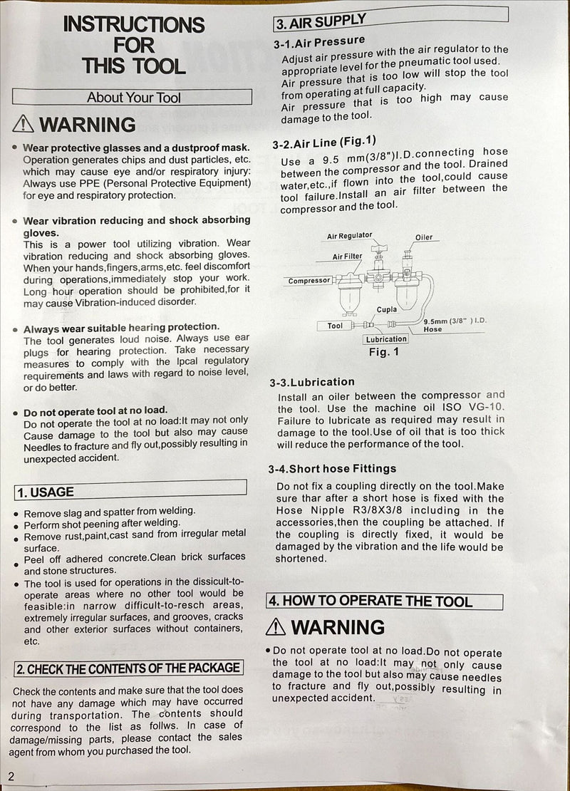 Preumatic Needle Scaler JEX-24 | Model: AT-JEX-24 Preumatic Needle Scaler Aik Chin Hin 