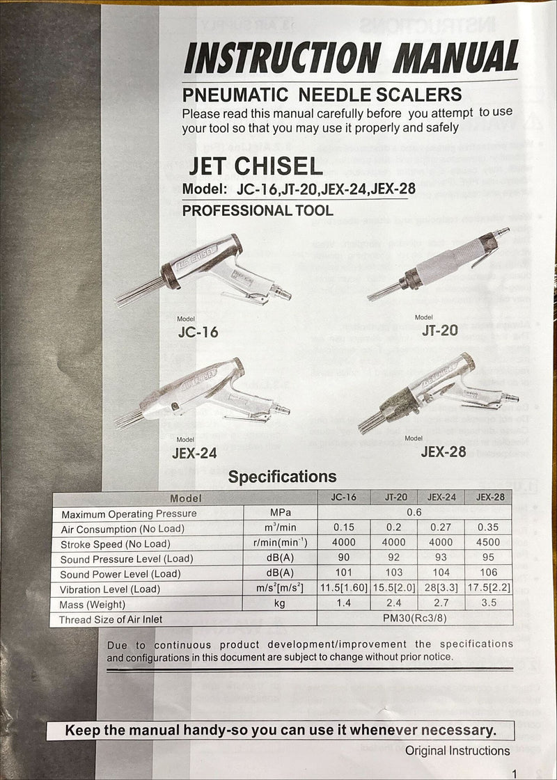 Preumatic Needle Scaler JEX-24 | Model: AT-JEX-24 Preumatic Needle Scaler Aik Chin Hin 