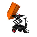 AIKO Battery-Powered Hydraulic Self-Unloading Tipping Cart 400KG – Electric Dumper Cart (Orange) | Model: TRL-E-DUMPER-HY-ST-SLT
