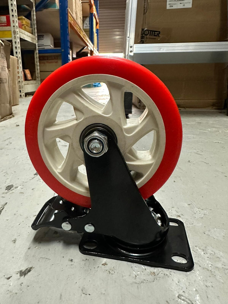 PU Castor Wheel 3" 4" 5" | Model : C-PU Castor Wheel Aiko 5" Brake Orange 
