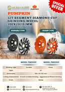Pumpkin 12t Sharp Type Segment Diamond Cup Grinding Wheel 100x20(16)mm | Model: PM22323 Grinding Wheel Pumpkin 