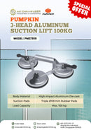 Pumpkin 3-head Aluminum Suction Lift 100kg | Model: PM27308 Suction Lifter Pumpkin 