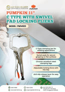 Pumpkin C Type with Swivel Pad Locking Pliers 11" | Model: PM14923 Pliers Pumpkin 