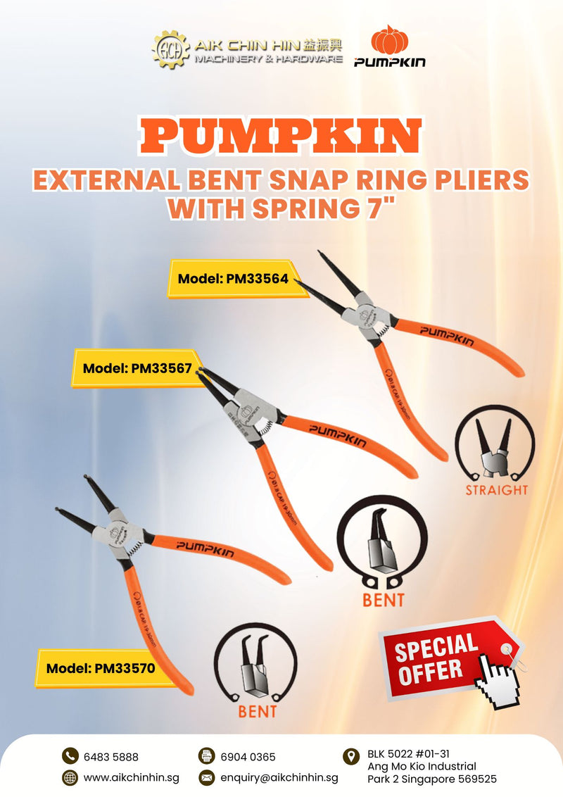 Pumpkin Internal Bent Snap Ring Pliers with Spring 7