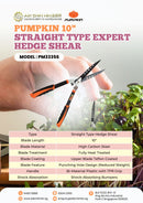 Pumpkin Straight Type Expert Hedge Shear 10" | Model: PM33356 Hedge Shear Pumpkin 