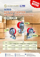 Red PU Castor Wheel (Heavy Duty) | Model : C-HDPU | Size : 4", 5", 6" & 8" Castor Wheel Aiko 
