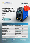 Riland ARC200DT 220V Welding Set c/w 3m Ground and Welding Cable | Model : W-ARC200DT-R ARC Welding Machine Riland 
