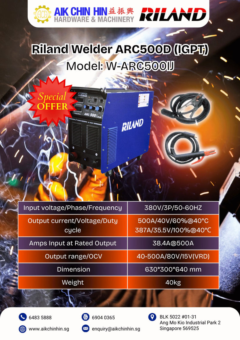 Riland Welder ARC500D (IGPT) | Model: W-ARC500IJ ARC Welding Machine Riland 