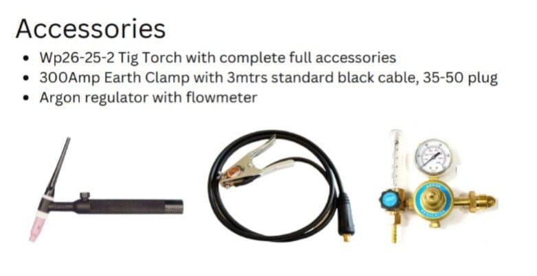 Riland Welding Machine TIG250CT C/W 8m Wp26 Torch And Welding Cable | Model: W-TIG250CT-R TIG Welding Machine RILAND 