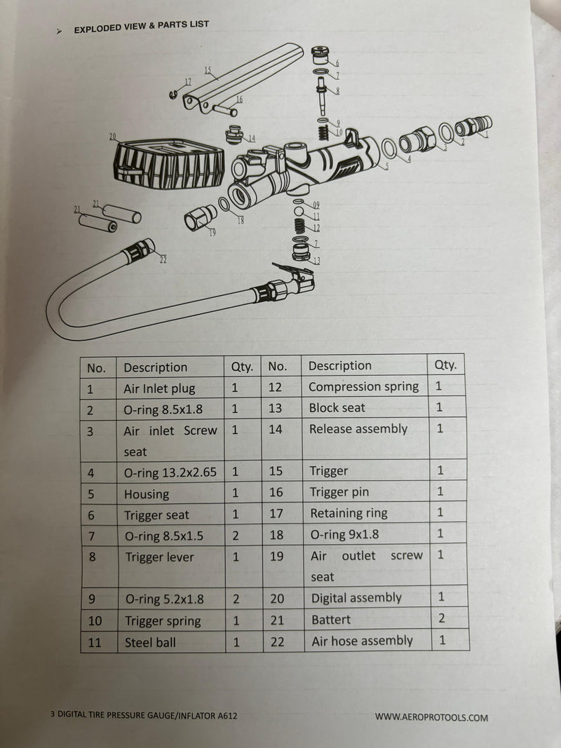 Rong Peng Aeropro Tyre Inflating Inflator Gun with Digital Display Gauge | Model : SG-A612 Inflator Rong Peng 