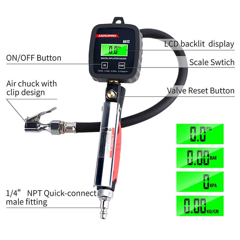 Rong Peng Aeropro Tyre Inflating Inflator Gun with Digital Display Gau