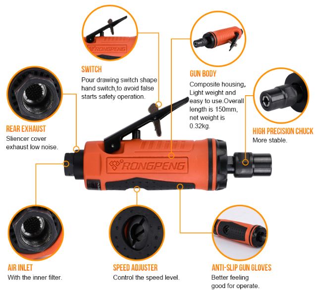 RONG PENG Air Die Grinder 1/4" | Model : AT-RP17313 Air Die Grinder Rong Peng 