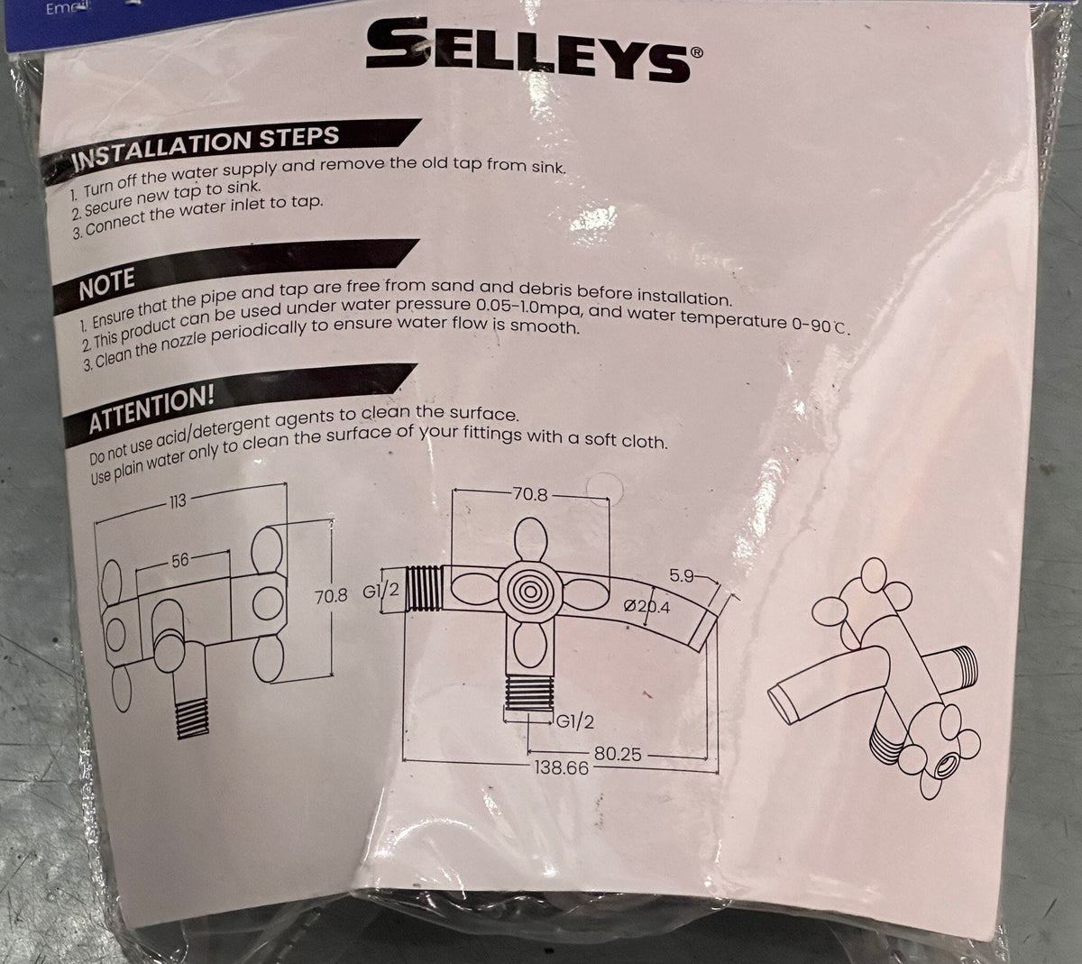 Selleys SS304 Basin 2Way Tap - Cross Handle (Left/Right) | Model : SEY