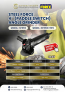 Steel Force 4" 110V SF8113I (Paddle Switch) Angle Grinder | Model : SF8113I-110V Angle Grinder Steel Force 