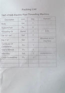 Tuwei Threading Machine 1/2"-2" 1800W 240V 50HZ C/W BSPT Dies | Model: TM-TWT-1T50B Threading Machine Tuwei 