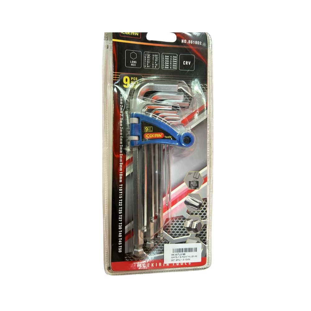 Wately/Icekirin B.Point Allen Key Set (9pc) 1.5-10mm #WTL-0198/861802