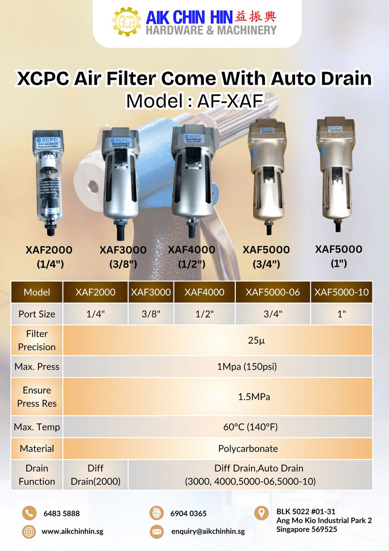 XCPC Air Filter Come With Auto Drain | Model: AF-XAF Air Filter XCPC 