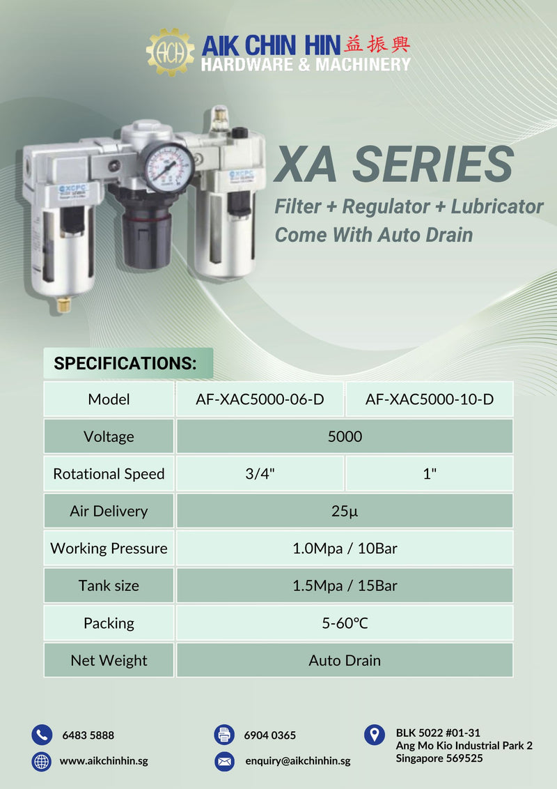 XCPC Filter Combination Set Come with Auto Drain | Model : AF-XAC Air Filter XCPC 