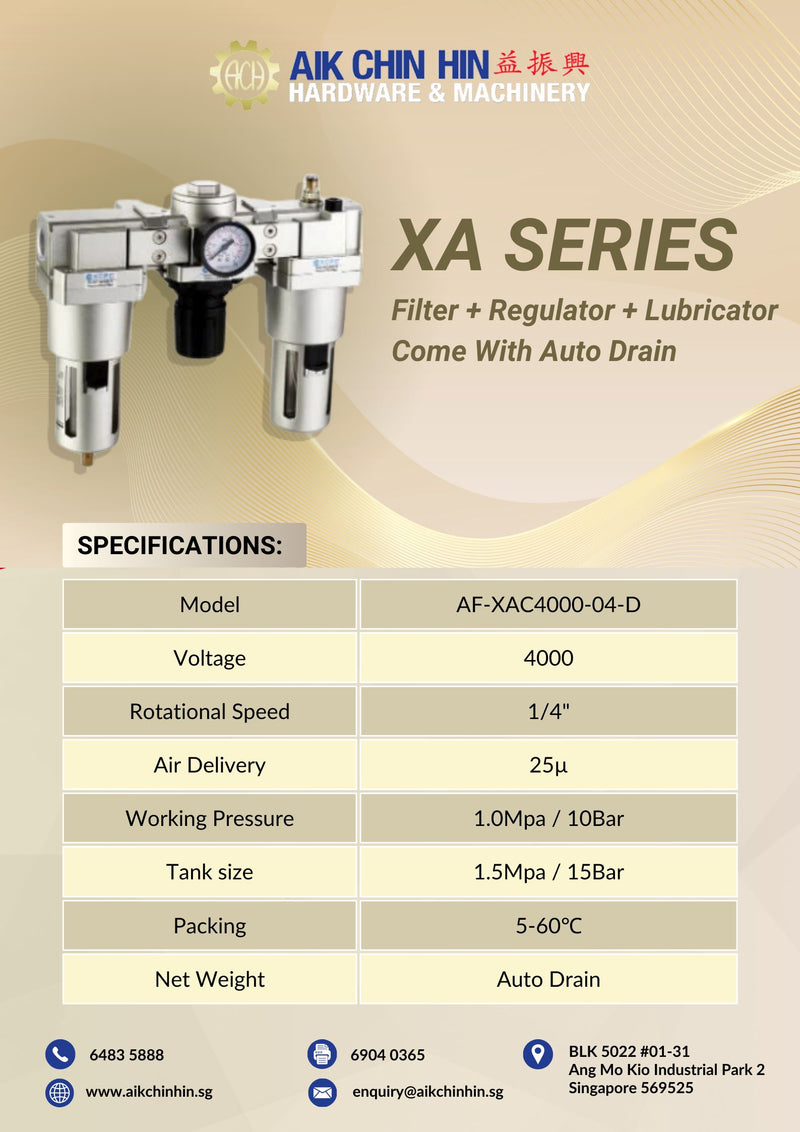 XCPC Filter Combination Set Come with Auto Drain | Model : AF-XAC Air Filter XCPC 