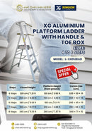 XG Aluminium Platform Ladder with Handle & Toe Box, Sizes : 4 Steps to 12 Steps | Model : L-XG152EAD Platform Ladder XG 