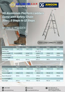 XG Aluminium Platform Ladders Come with Safety Chain | Sizes : 3 Steps to 14 Steps | Model : L-XG152EA Ladder XG 