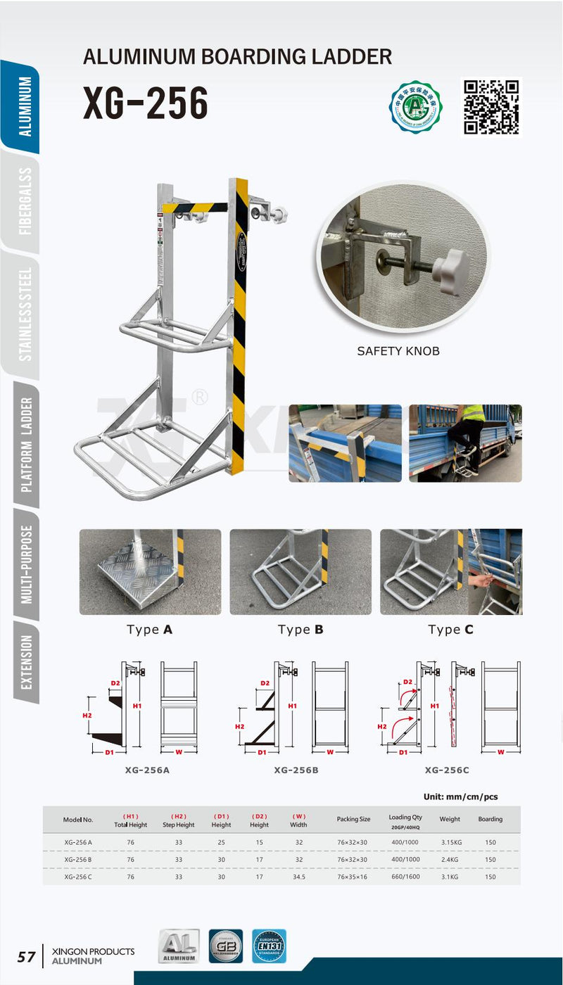 XG Aluminum Lorry Boarding Ladder 2 Step (Type C)