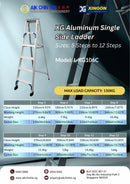 XG Aluminum Single Side Ladder | Sizes: 5 Steps to 12 Steps | Model: L-XG106C Ladder XG 