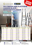 XG Fibreglass Platform Ladder Black with Safety Chain | Model: L-XG152FB Ladder XG 