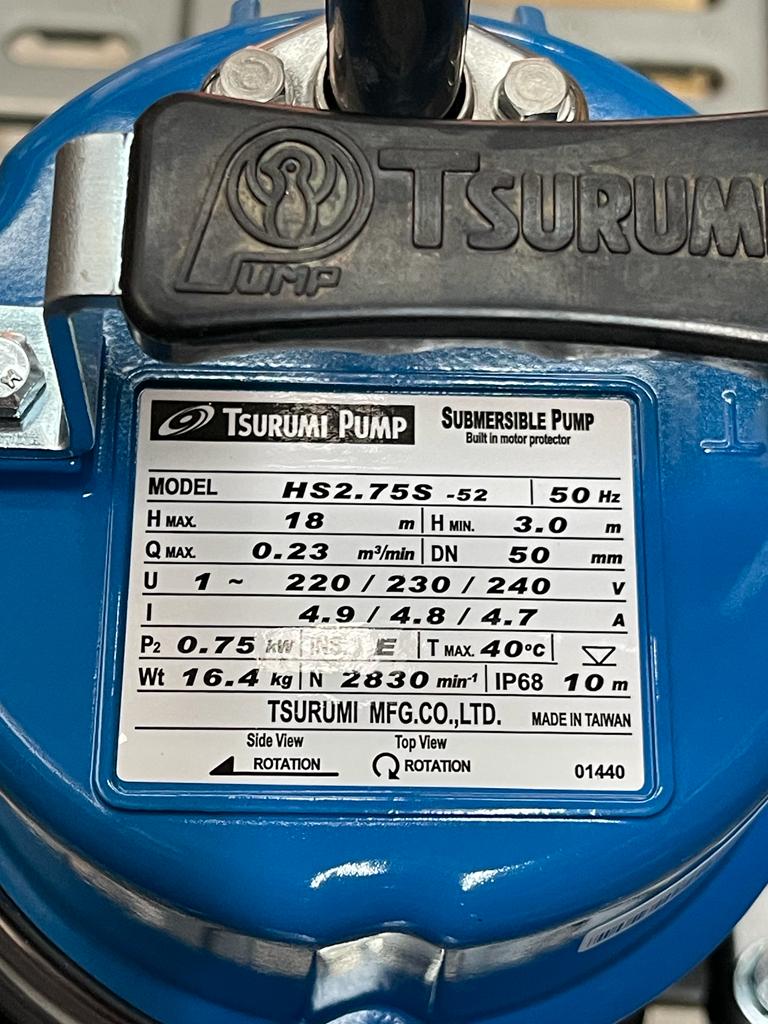 2"0.75Kw 230V Tsurumi Pump HS2.75S | Model : HS2.75S Water Pump Tsurumi 