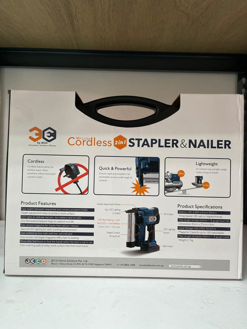 3E 18V Cordless 2In1 Stapler & Nailer 2.0Ah | Model : JE2101 Stapler & Nailer 3E 