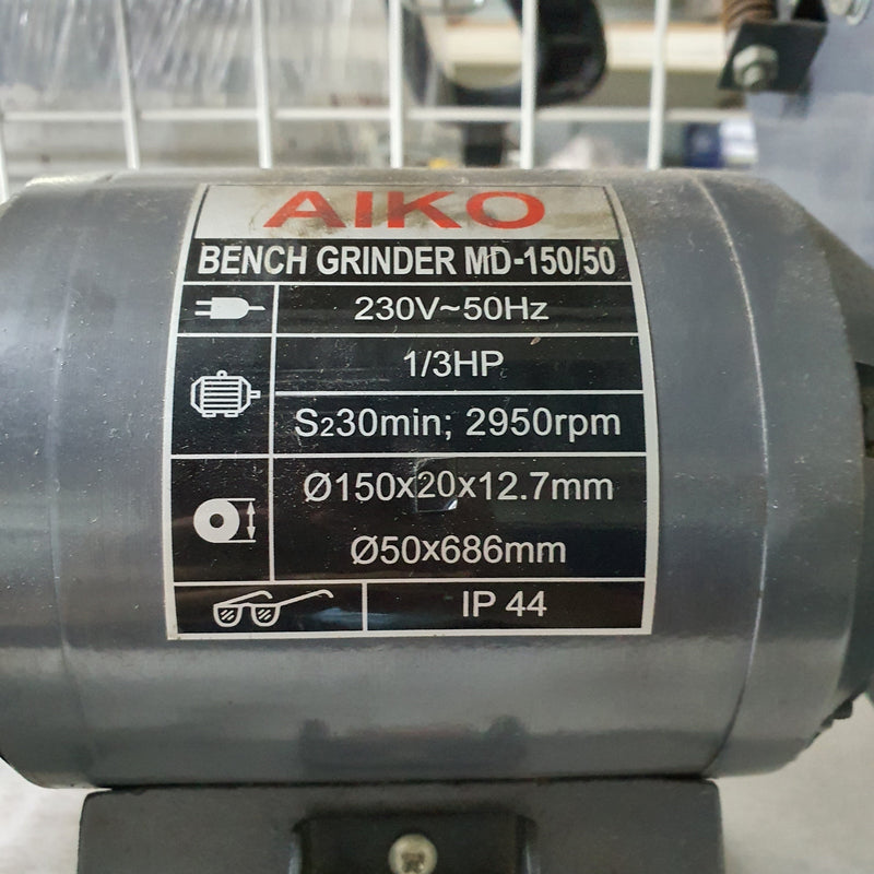 Aiko 250W Bench Grinder 1/3HP With Belt Sander | Model : BG-MD-150/50 Bench Grinder Aiko 