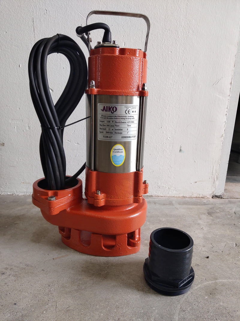 Aiko 3" Sewage Pump 415v 50hz 1100w Without Float | Model: WP-V1100-A3-415V Sewage Pump Aiko 