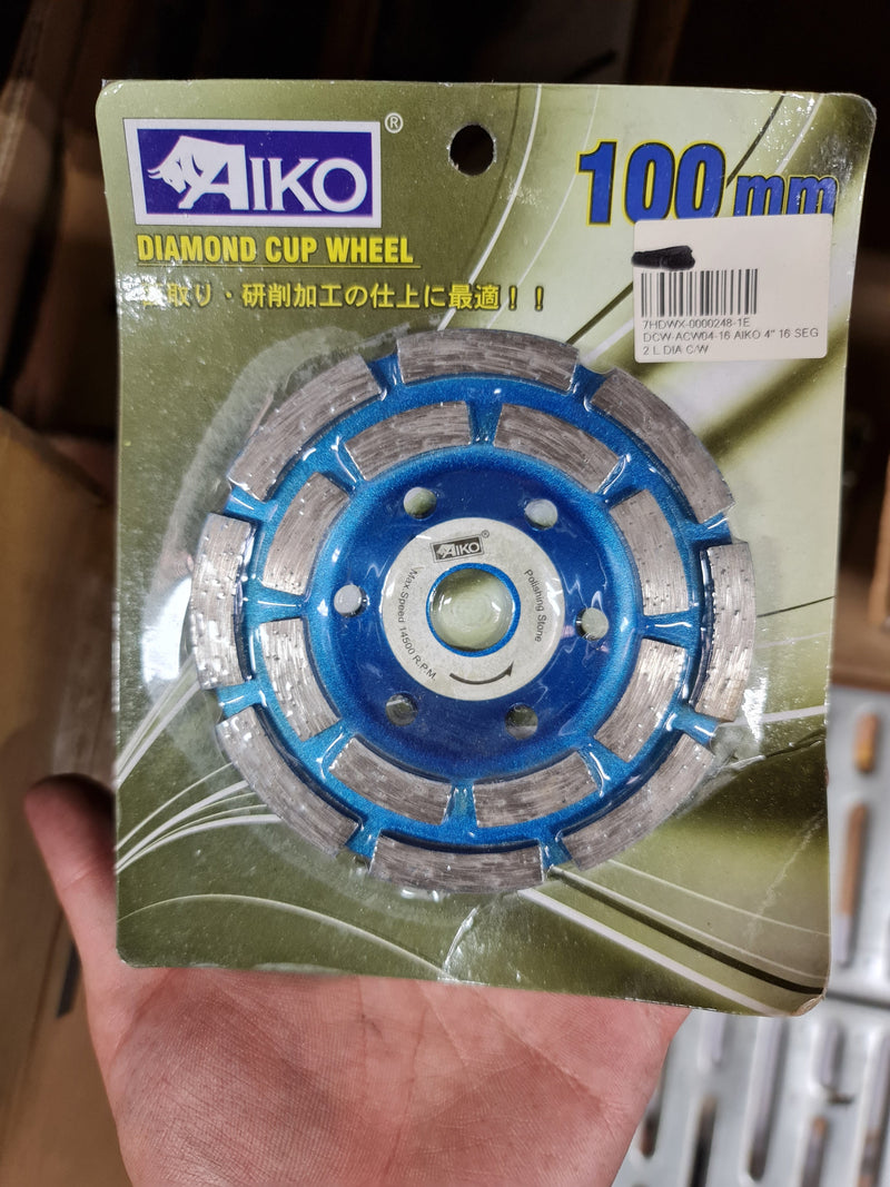 Aiko 4" 16 Segments 2 Layer Blue Diamond Cup Wheel | Model : DCW-ACW04-16 Diamond Cup Wheel Aiko 