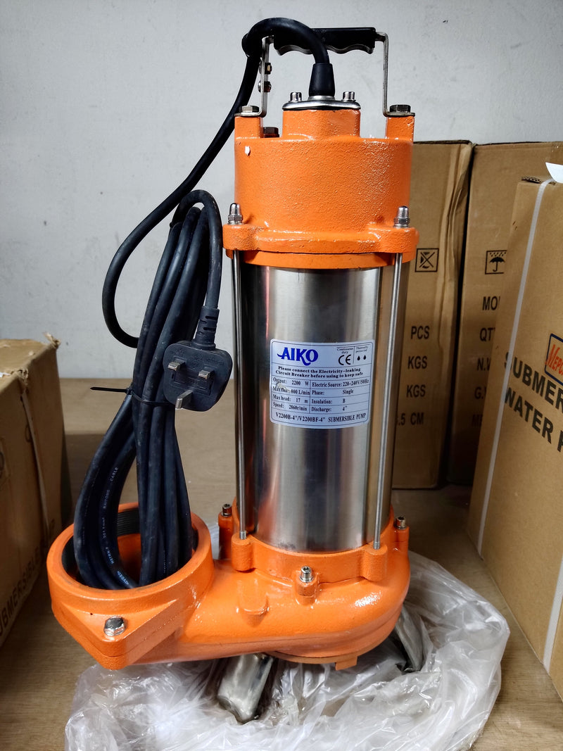 Aiko 4" 2200W Sewage Pump (Hole) | Model: WP-V2200B-4 Sewage Pump Aiko 