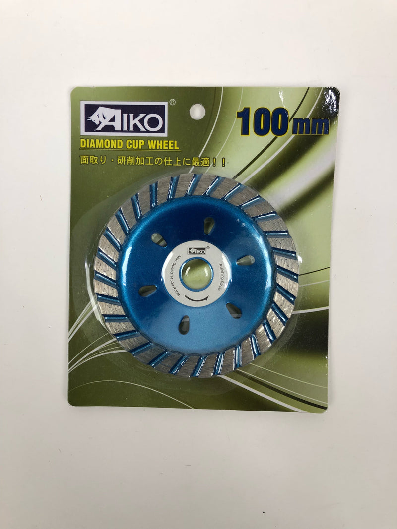 Aiko 4" Blue Turbo Normal Diamond Cup | Model : DCW-ACW04-T-1 Diamond Cup Wheel Aiko 
