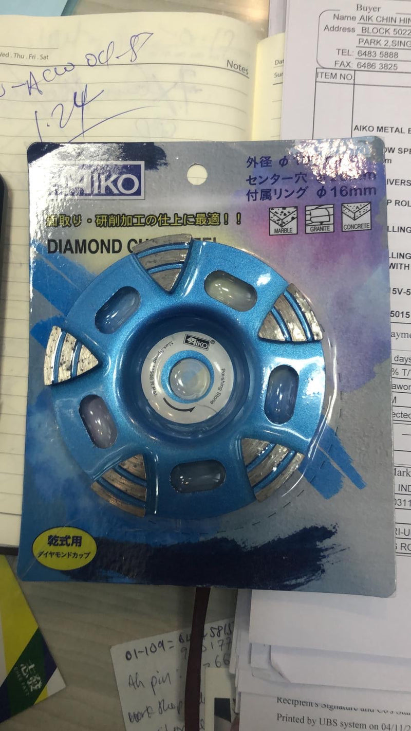 Aiko 4" Diamond Cup Wheel Arrow Type 5T | Model : DCW-ACW04-ST Diamond Cup Wheel Aiko 
